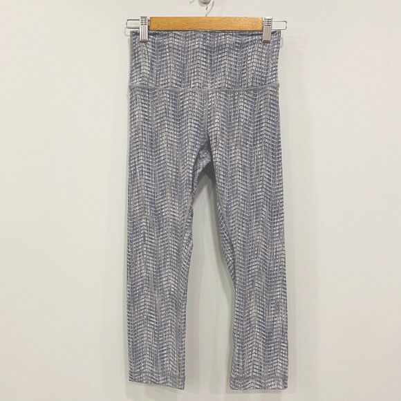 LULULEMON 6 Wunder Under Gray Cropped 22” Running Capris Luon Arrow Battleship - Picture 1 of 16